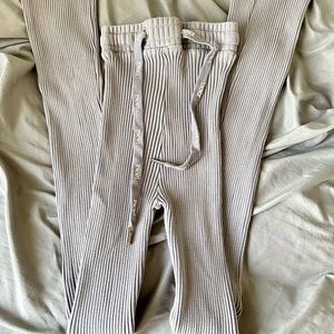lounge apparel flare ribbed grey pants